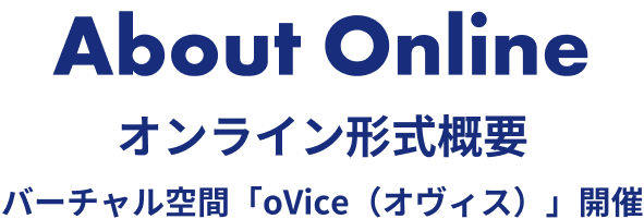 About Online オンライン形式概要 バーチャル空間「oVice（オヴィス）」開催